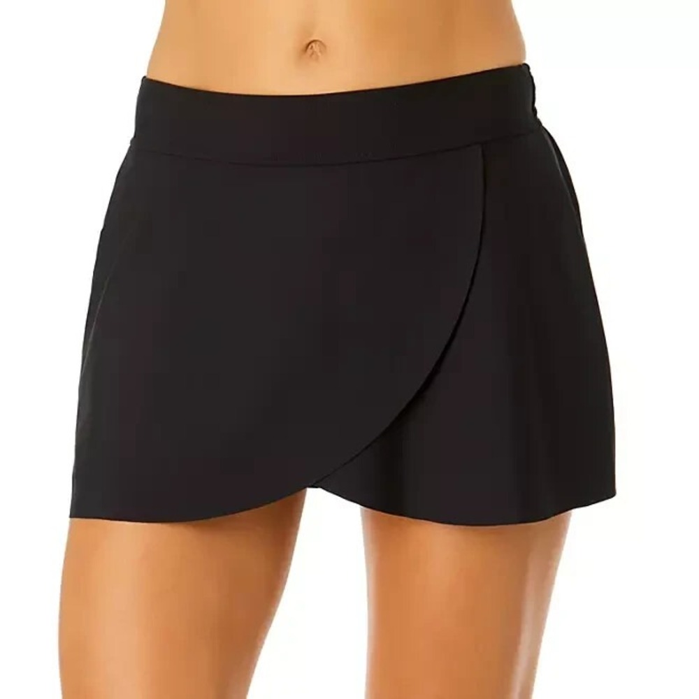 NWT Anne Cole Limited Edition Women's Mid-Rise Swim Skirt Size S Black